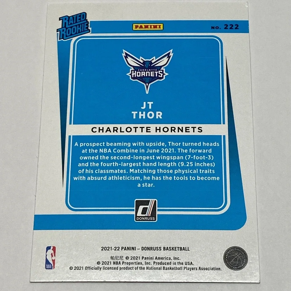 2021-22 2021-22 Panini Donrruss Rated Rookie JT Thor (RC) Charlotte Hornets #222